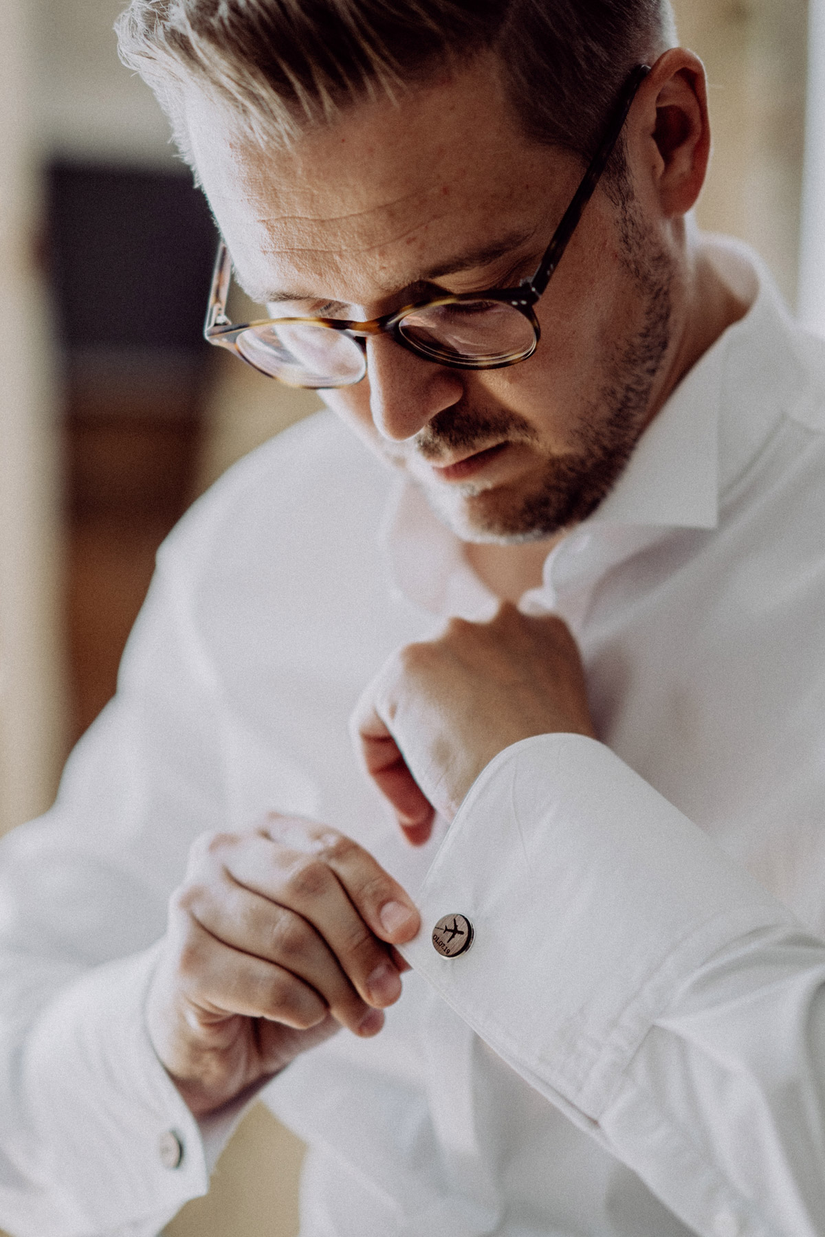 Pilot Bräutigam mit Flugzeug Manschettenknopf