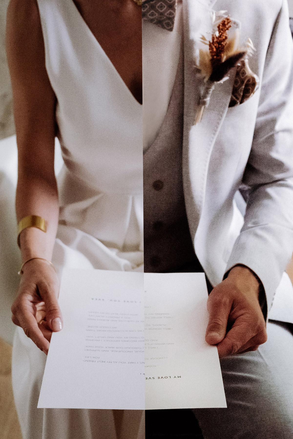 Collage der handschriftlichen Eheversprechen von Braut und Bräutigam