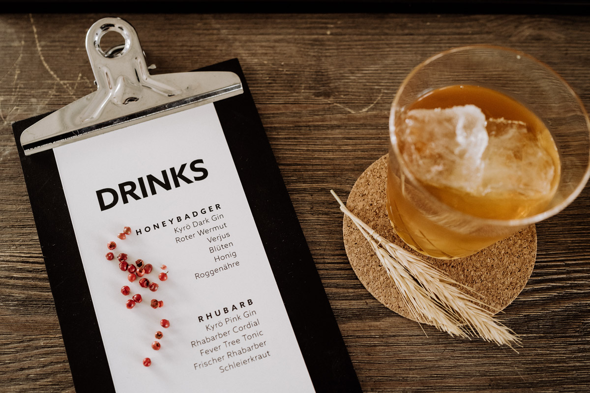 Menükarte der Hochzeitsdrinks